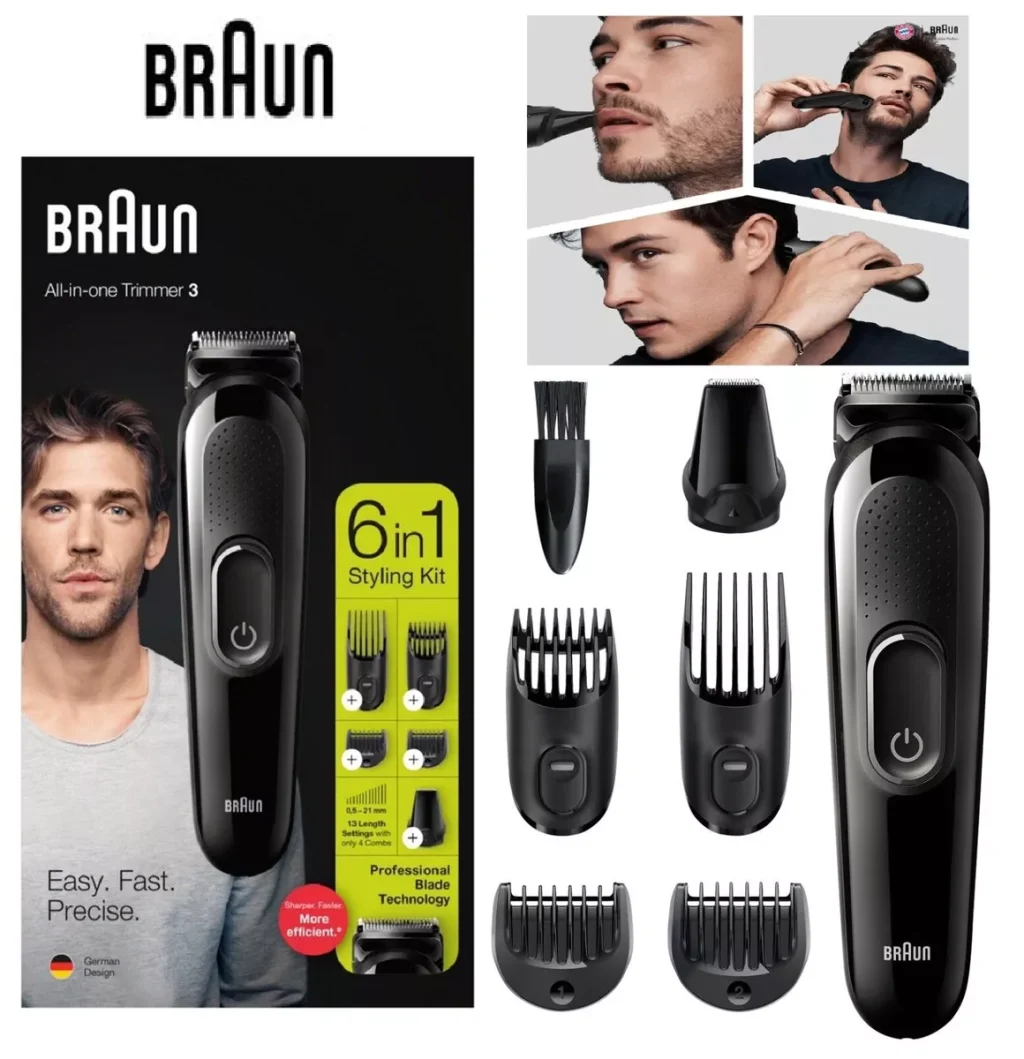 Tondeuse à barbe Braun 6-en-1 tout-en-un 3 MGK3221 tondeuse à cheveux pour homme