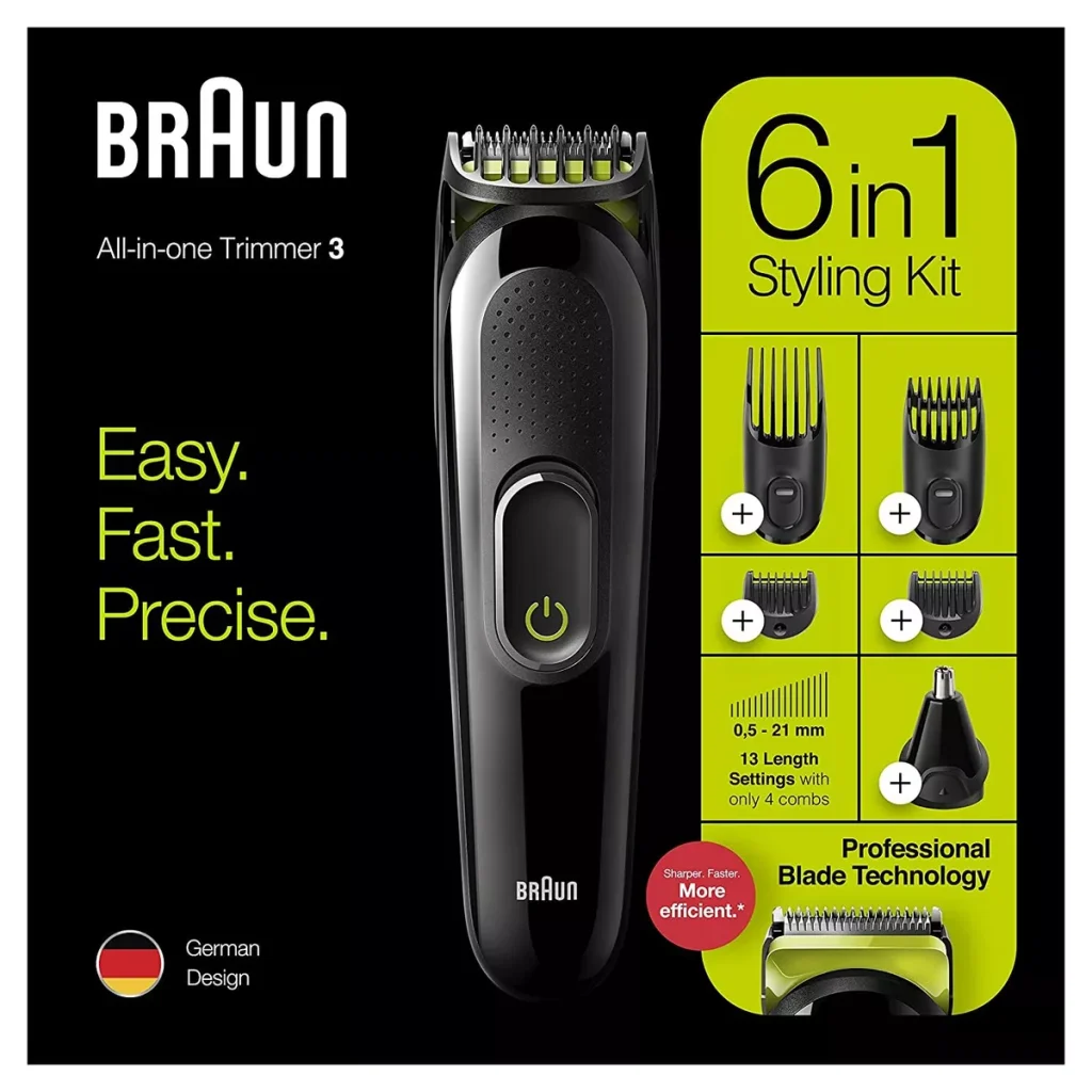 ⁦Tondeuse à barbe Braun 6-en-1 tout-en-un 3 MGK3221 tondeuse à cheveux pour homme⁩ - الصورة ⁦2⁩