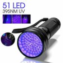 كشاف UV (ضوء فوق بنفسجي) مزود بـ 51 مصباح Lampe Torche UV (Lumière Ultra Violet) à 51 LED - Détecteur de scorpion, monnaie contrefaite