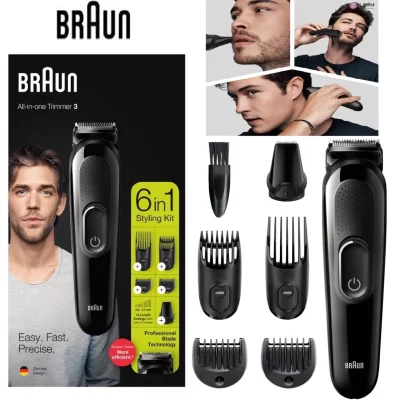 Tondeuse à barbe Braun 6-en-1 tout-en-un 3 MGK3221 tondeuse à cheveux pour homme